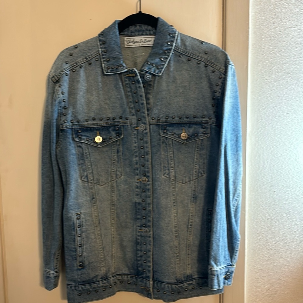 Chelsea Deboer Studded Distressed Jean Jacket size Medium